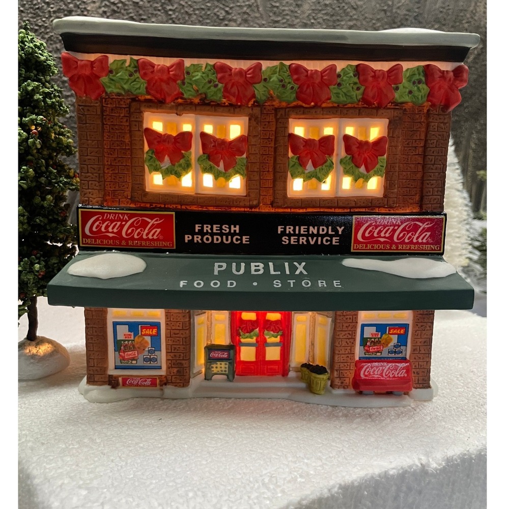 Coca-Cola Town Square Collection PUBLIX FOOD STORE Lighted Christmas Village